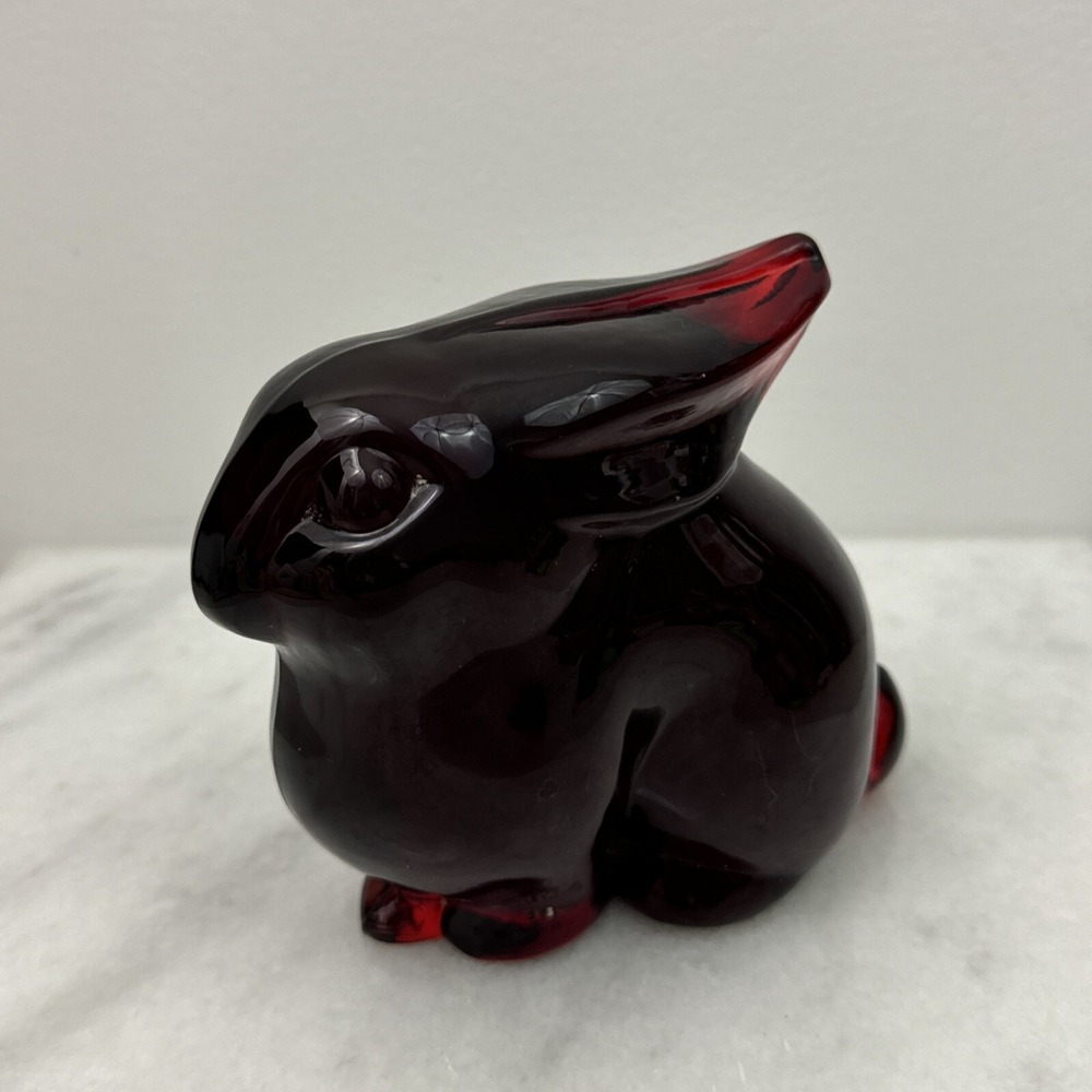 1990 HCA HEISEY DALZELL VIKING Glass Ruby Red Mother Rabbit Easter Figure RARE